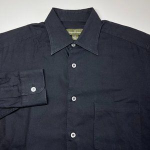 Ermenegildo Zegna Black Cotton Button Down Shirt Size M Mens Medium